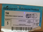  Cooper Crouse-Hinds 194 (5 Pcs)1-1/2"  Three-Piece Conduit Coup Image