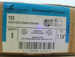  Cooper Crouse-Hinds 193 (5 Pcs) 1-1/4" Three-Piece Conduit Coup Image