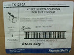  Steel City TK1210A Set Screw Coupling 4" Zince Plated Steel Qty Image