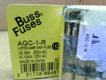  Bussman AGC-1-R Fast-Acting Glass Tube Fuses 1A 250V (LOT OF 2) Image