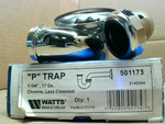  Watts 501173 3pc Brass 1-1/4"Inch 17 Gague Chrome "P" Trap Less Cleanout Image