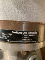  Sumitomo LHYMS3-5Z105KB-EPG3-21 3HP Bevel Buddy Box 21:1 Ratio 83.3 RPM PA2636341 TC-FXPA 3HP Motor N-100L Frame 230/460VAC

(141lbs 17x41x11) Image