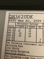  Eaton DH362UDK Non-Fusible Heavy Duty Safety Switch 60A 600VAC 3Pole NEMA 12 Image