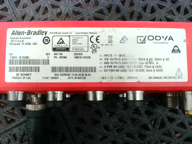 Allen Bradley 1732ES-IB12X0B4 ArmorBlock Guard I/O Input/Output Module ...