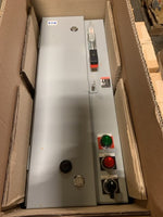  Eaton ECN1821CKA Combination Starter Non Reversing starter w/ Control Power Transformer  Hand-off/ Auto Selector Switch w/ Red Pilot Light. 3 Phase 440 VAC @ 50 Hz 480 VAC @ 60 Hz Primary/110 VAC @ 50 Hz 120 VAC @ 60 Hz Image