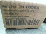  Piab 3116088 Vacuum Switch Pneumatic Preset 14-140F Temp NC Valve Function Image