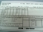  Cutler Hammer DH362URK 60A Heavy Duty Safety Switch 600V 3 Pole Non-Fused Image
