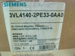  Siemens 3VL4140-2PE33-0AA0 Circuit Breaker HJX3T400F 400A 3P ETU LSI 65kA@480V 50/60 Hz Image
