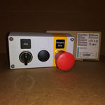  Siemens 3SB3 803-3AZ Three Hole Enclosure With Twist On And Push Emergency Stop Image