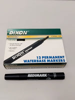  Dixon 95007 Redimark Black Chisel Point Waterbase Permanent Marker 12-Pack Image