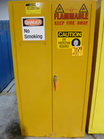  JUSTRITE - 25700 FLAMMABLE STORAGE CABINET:  (YELLOW) 55 GAL CAPACITY, DRUM STORAGE, N.F.P.A. CODE 30, OSHA REGULATIONS Image