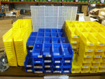  AKRO-MILS INC - 30-120YW, QTY-56. #30-220BE, QTY-74. #30-120YW, QTY-116.   LOT OF 306 PLASTIC STACKABLE STORAGE BINS WITH 100 SLIDE IN PARTITIONS. Image