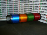  SIEMENS 8WD4 408-0AA 420-5AC - LIGHT, STACKABLE, LED. LOT OF 4 5AC-GREEN, 5AB-RED, 5AD-AMBER, 5AF-BLUE. TOGETHER ON A 408-0AA BASE AND AL CONDUIT. Image