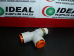  TEE, SMC PNEUMATICS KQ2Y11-35S TUBE TO, PIPE RUN PLASTIC/BRASS .3750 IN PUSH-IN / X .2500 IN MPT X .3750 IN PUSH-IN Image