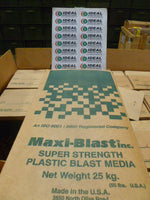  Maxi-Blast PA-50 Plastic Blast Media, Polyaminde Nylon Deflashing, Maxi-Strength / Cubical Plastic / Blast Cleaning Media, 55lbs Red Image