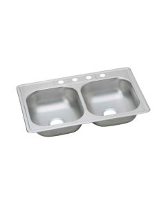 Elkay Dayton DSE233224 Drop-In Equal Double Bowl Stainless Steel Sink 33" x 19" x 7-1/16" Depth - NEW NO BOX