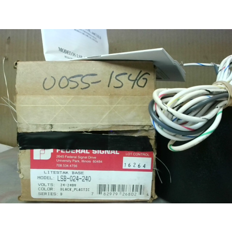 Federal Signal LSB-024-240 /B Litestak Base Black Plastic 24-240V - New In Box