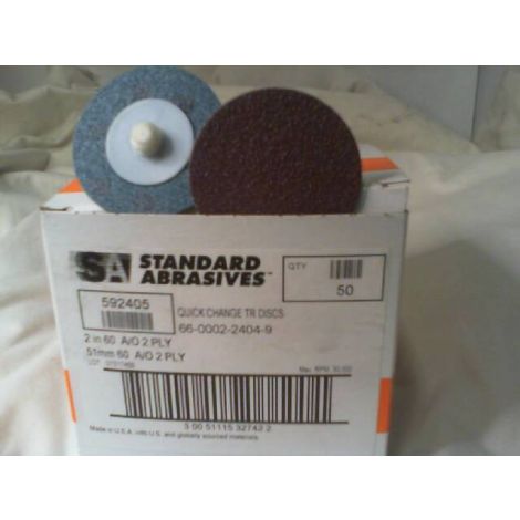 Standard Abrasives 592405 2" 60 Grit Quick Change Disc (50 PCS) TR A/O Aluminum Oxide 2-Ply - New in Box