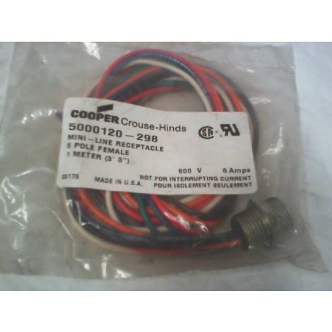 Crouse Hinds 5000120-298 Mini Line Receptacle 6 Pole Female 1 Meter 3' 3" - New In Box