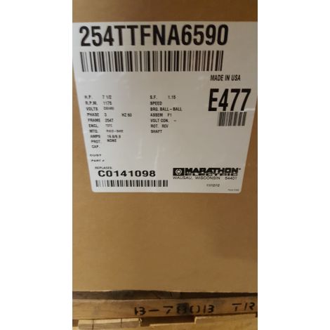 Marathon LVM254TTFNA65900AL 7.5HP Severe Duty AC Electric Motor 254T - New in Box