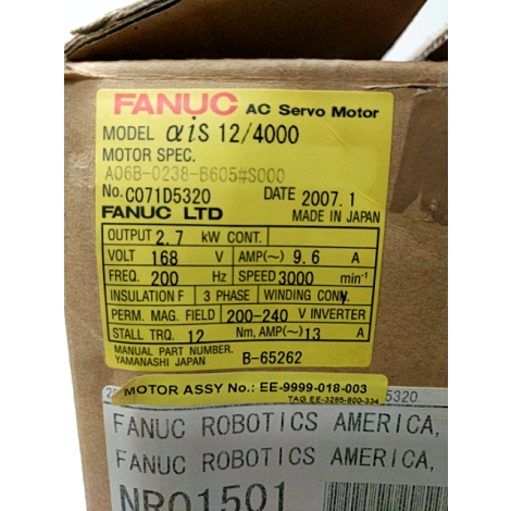 Fanuc A06B0238B605#S000 New In Box