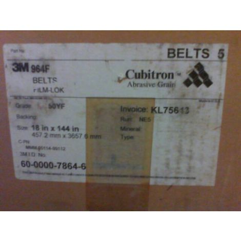 3M 964F Film-Lok Cloth Belt Grade 50YF 18" x 144" (5 PCS) 60-0000-7864-6
