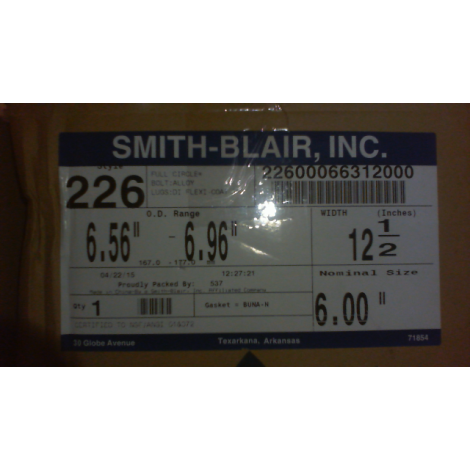 Smith Blair 22600066312000 Full Circle Repair Clamp - New in Box
