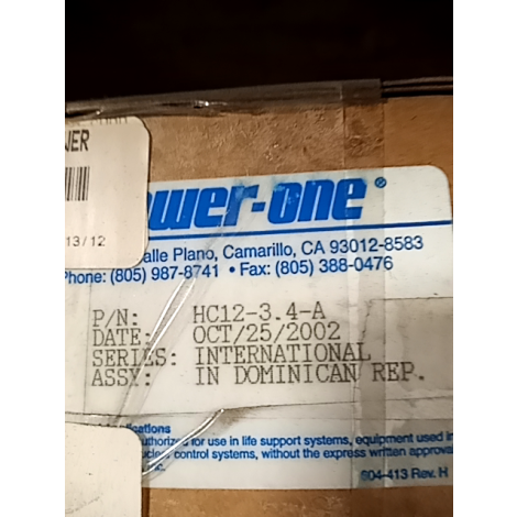 Power-One HC12-3.4A Power Supply - New In Box