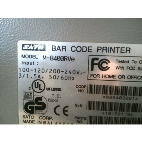 Sato M-8400RVe Bar Code Printer Direct Thermal Transfer - Used