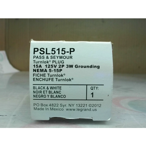 Pass & Seymour PSL515-P Turnlok Plug - New In Box
