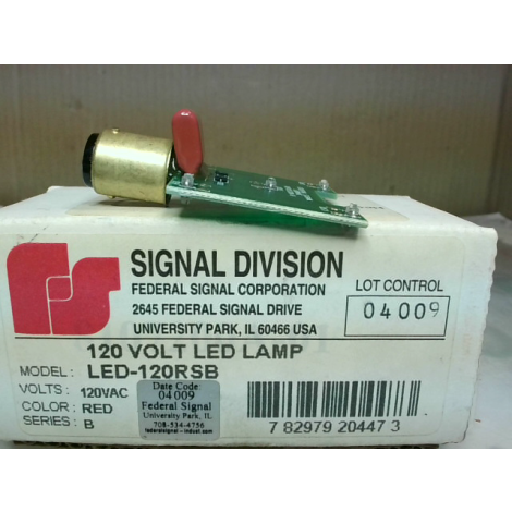 Federal Signal LED-120RSB Red LED Lamp 120VAC Ser.B - New In Box