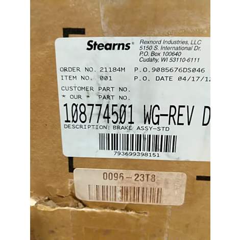 Stearns 1-087-745-01-WG Holding Brake Series 87,700 End Mount 3 - New In Box