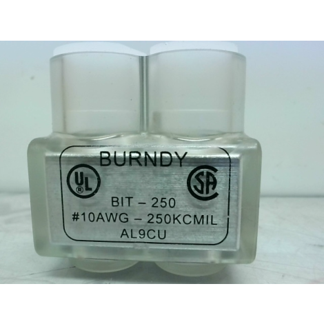 Burndy BIT-250 Clear Insulated Connector Two Barrel Bug 10AWG - - New No Box