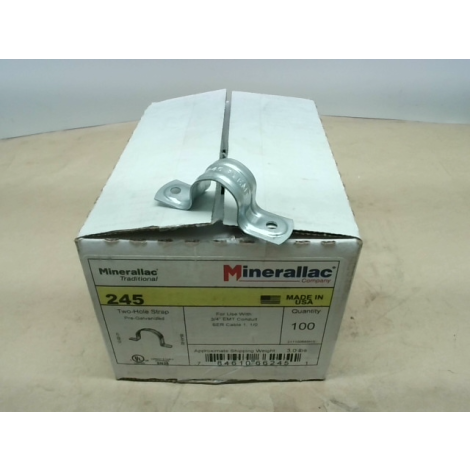 Minerallac 245 3/4" Pre-Galvanized Two-Hole Strap Conduit - New In Box