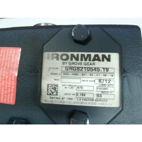 Grove Gear Ironman GRG-HMQ821-50-H1-56-19 Right Angle Gear Redu - New In Box