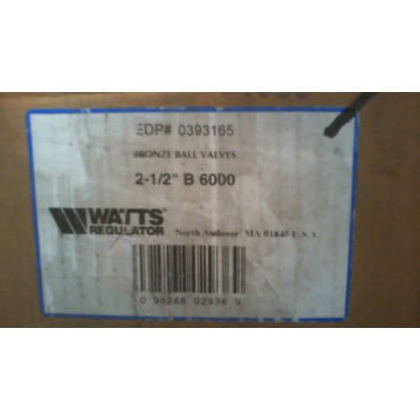 Watts 0393165 Regulator Bronze Ball Valve 2-1/2" B6000