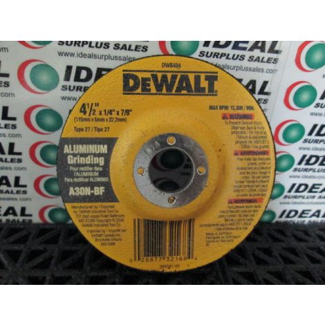 DEWALT DW8404 4-1/2" x 1/4" x 7/8" Aluminum Grinding Wheel