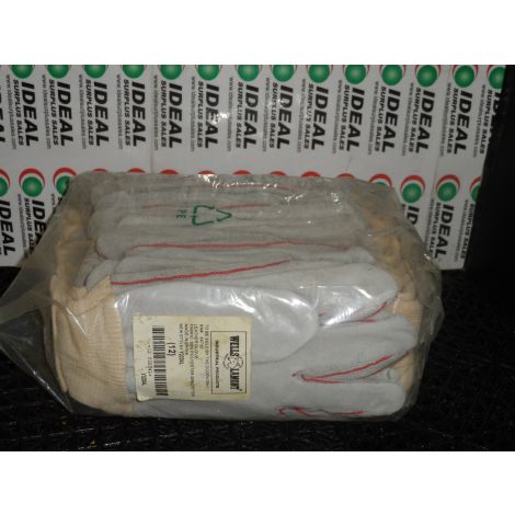 Wells Lamont Y3204L Leather Work Gloves with Cotton Cuff (12 Pack)
